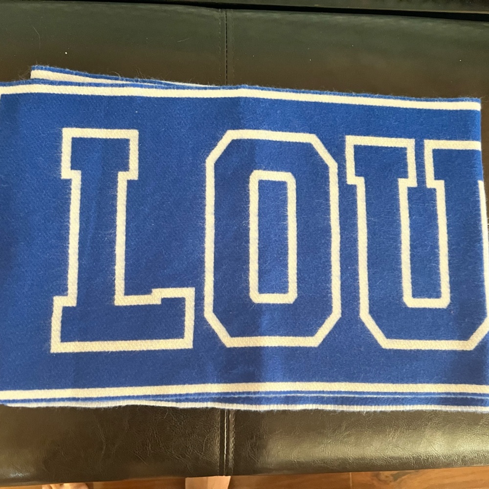 BRAND NEW WITHOUT TAG LOUIS VUITTON BLUE WOOL LOUIS CITY SCARF - Picture 2 of 5